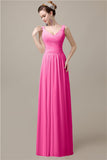 Spaghetti Strap A-line Simple Chiffon Floor-Length Long Bridesmaid Dresses