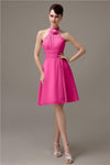 Halter Knee-length Chiffon A-line Short Bridesmaid Dresses