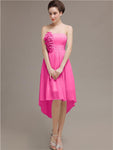 Straight High Low Chiffon Short Bridesmaid Dresses