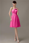 Simple A-line Chiffon One Shoulder Short Bridesmaid Dresses