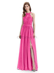 Beautiful Halter Chiffon A-line Sleeveless Floor-Length Bridesmaid Dresses