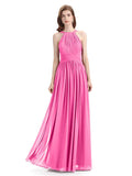 Charming Halter Chiffon A-line Sleeveless Floor-Length Bridesmaid Dresses