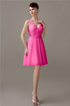 Charming A-line Chiffon V-neck Backless Bridesmaid Dresses