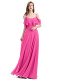 Elegant A-line Spaghetti Straps Chiffion Floor-Length Bridesmaid Dresses