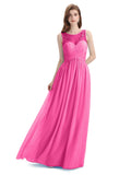 Elegant A-line Chiffon Sleeveless Long Bridesmaid Dresses