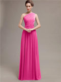 Simple One-shoulder Chiffon Long Bridesmaid Dresses