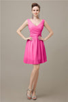 Charming V-neck Chiffon A-line Knee-Length Bridesmaid Dresses