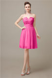 Simple Strapless Chiffon A-line Knee-Length Bridesmaid Dresses