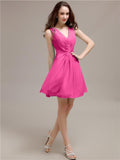 V-Neck Short A-Line Knee length Bridesmaid Dresses