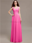 Chiffon Shoulder Strap A-line Floor-Length Bridesmaid Dresses