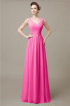 V-Neck Chiffon A-line Floor-Length Bridesmaid Dresses