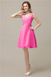 Chiffon A-line V-Neck Knee-Length Short Bridesmaid Dresses