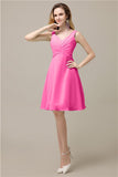 Chiffon A-line V-Neck Knee-Length Short Bridesmaid Dresses