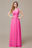 One-Shoulder A-line Chiffon Elegant Floor-Length Bridesmaid Dresses