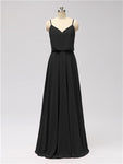 A-line Spaghetti Strap Chiffon Floor Length Bridesmaid Dresses