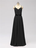 A-line Spaghetti Strap Chiffon Floor Length Bridesmaid Dresses