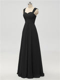 A-line Strap Chiffon Floor Length Long Bridesmaid Dresses