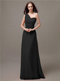 Unique One-shoulder Sleeveless A-line Floor-Length Bridesmaid Dresses