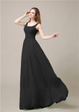 Shoulder Strap A-line Chiffon Elegant Floor-Length Bridesmaid Dresses