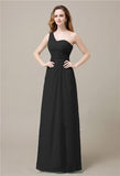 One-Shoulder A-line Sleeveless Floor-Length Bridesmaid Dresses