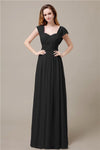 Cap Sleeves A-line Chiffon Floor-Length Bridesmaid Dresses