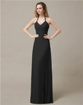 Halter Chiffon A-line Sleeveless Floor-Length Bridesmaid Dresses