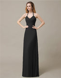 Halter Chiffon A-line Sleeveless Floor-Length Bridesmaid Dresses