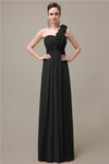 Simple A-line One-Shoulder Floor-Length Chiffon Bridesmaid Dresses