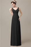 Spaghetti Strap A-line Simple Chiffon Floor-Length Long Bridesmaid Dresses