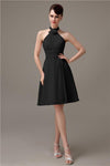 Halter Knee-length Chiffon A-line Short Bridesmaid Dresses