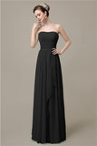 Simple A-line Chiffon Straight Floor-Length Long Bridesmaid Dresses