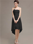 Straight High Low Chiffon Short Bridesmaid Dresses