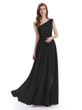 Elegant One Shoulder Side Slit Floor Lenght Bridesmaid Dresses