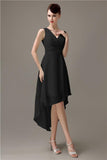 A-line Chiffon V-Neck High-Low Short Beach Bridesmaid Dresses