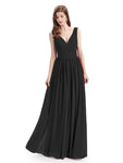 Simple Spaghetti Straps Chiffon A-line Sleeveless Floor-Length Bridesmaid Dresses