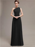 Simple One-shoulder Chiffon Long Bridesmaid Dresses