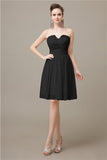 Simple Strapless Chiffon A-line Knee-Length Bridesmaid Dresses