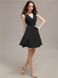 V-Neck Short A-Line Knee length Bridesmaid Dresses