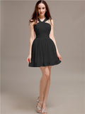 Chiffon A-line Halter Knee-Length Bridesmaid Dresses