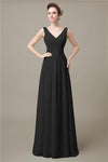 V-Neck Chiffon A-line Floor-Length Bridesmaid Dresses