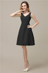 Chiffon A-line V-Neck Knee-Length Short Bridesmaid Dresses