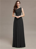 Simple One-Shoulder Sleeveless A-line Chiffon Bridesmaid Dresses