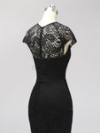 Black High-low Cap Sleeves  Most Popular Modest Custom Bridesmaid Dresses,Prom Dresses with lace LMX1118