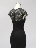 Black High-low Cap Sleeves  Most Popular Modest Custom Bridesmaid Dresses,Prom Dresses with lace LMX1118