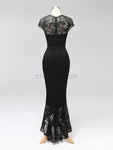 Black High-low Cap Sleeves  Most Popular Modest Custom Bridesmaid Dresses,Prom Dresses with lace LMX1118