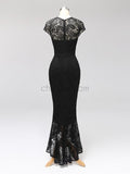 Black High-low Cap Sleeves  Most Popular Modest Custom Bridesmaid Dresses,Prom Dresses with lace LMX1118