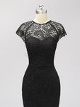 Black High-low Cap Sleeves  Most Popular Modest Custom Bridesmaid Dresses,Prom Dresses with lace LMX1118