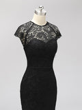 Black High-low Cap Sleeves  Most Popular Modest Custom Bridesmaid Dresses,Prom Dresses with lace LMX1118