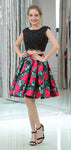 Black Short Two Pieces Freshman Cheap Simple Modest Homecoming Dresses with bead and lace LMX1166