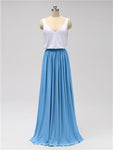 Two Pieces A-line V Neck Floor Length Bridesmaid Dresses